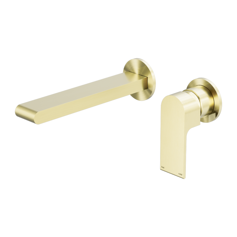 Nero Bianca Wall Basin/Bath Mixer Separate Back Plate 187/230 mm Brushed Gold