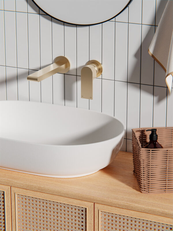 Nero Bianca Wall Basin/Bath Mixer Separate Back Plate 187/230 mm Brushed Gold