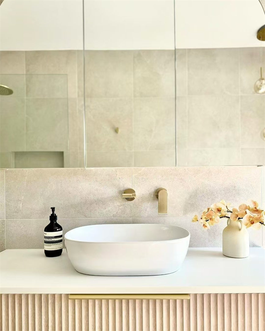 Nero Bianca Wall Basin/Bath Mixer Separate Back Plate 187/230 mm Brushed Gold