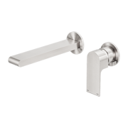 Nero Bianca Wall Basin/Bath Mixer Separate Back Plate 187/230 mm Brushed Nickel