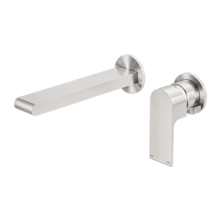 Nero Bianca Wall Basin/Bath Mixer Separate Back Plate 187/230 mm Brushed Nickel