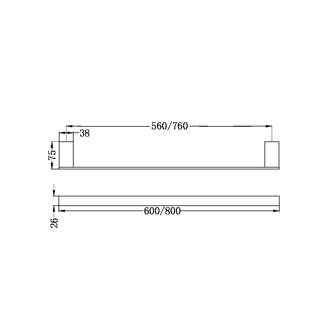 Nero Celia 800mm Single Towel Rail Brushed Nickel (NR4630BN)