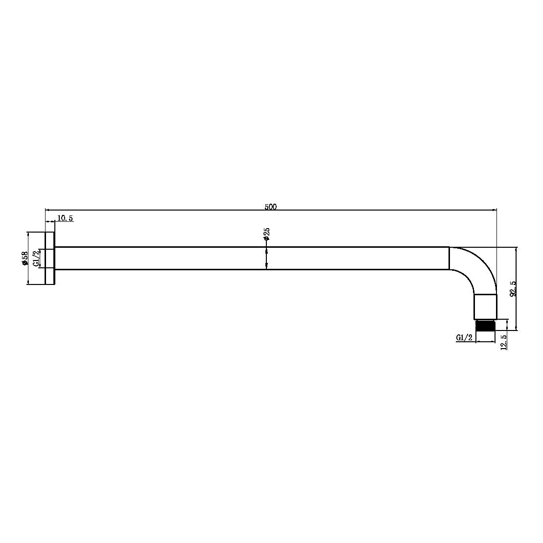 Nero Round Shower Arm 330mm Length Matte White (NR502MW)