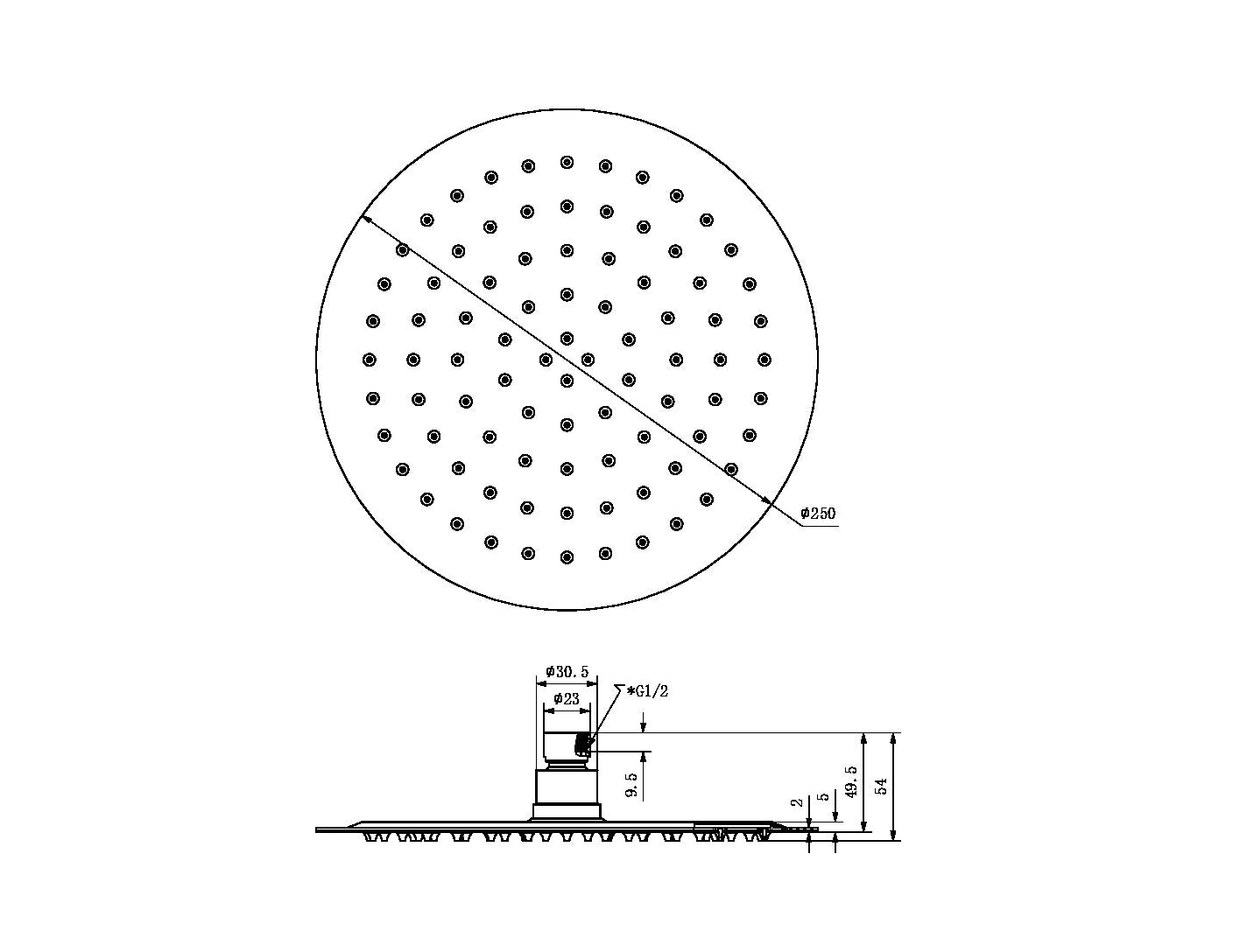 Nero 250mm Round Stainless Steel Shower Head 4 Star Rating Brushed Gold (NR507036BG)