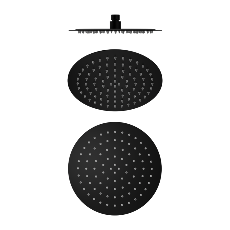 Nero 250mm Round Stainless Steel Shower Head 4 Star Rating Matte Black (NR507036MB)