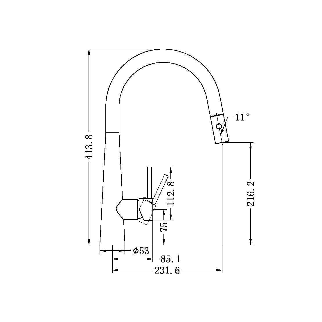 Nero Dolce Pull Out Sink Mixer With Vegie Spray Function Gun Metal (NR581009CGM)