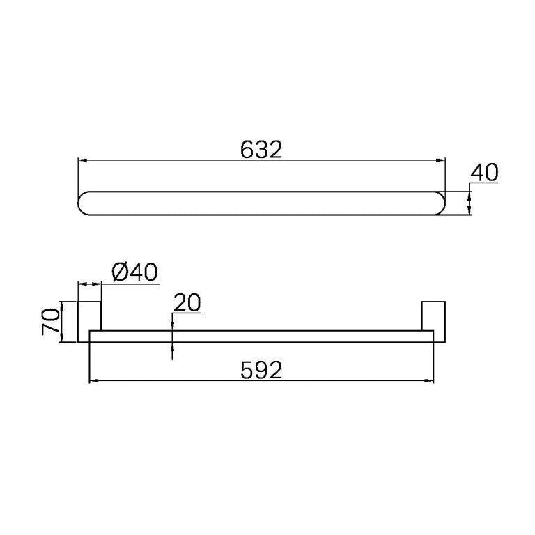 Nero Bianca 240V Single Heated Towel Rail Gun Metal (NR9025HGM)