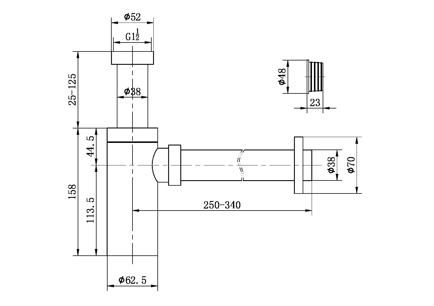 Nero 40mm Round Bottle Trap Brushed Nickel (NRA186WBN)