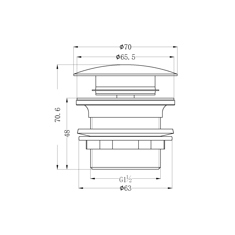 Nero 40mm Bath Pop-Up Plug With Removabel Waste No Overflow Gun Metal (NRA707GM)