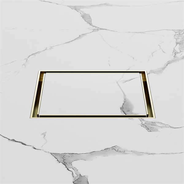 Nero 130mm Square Tile Insert Floor Waste 100Mm Outlet Brushed Gold (NRFW008BG)