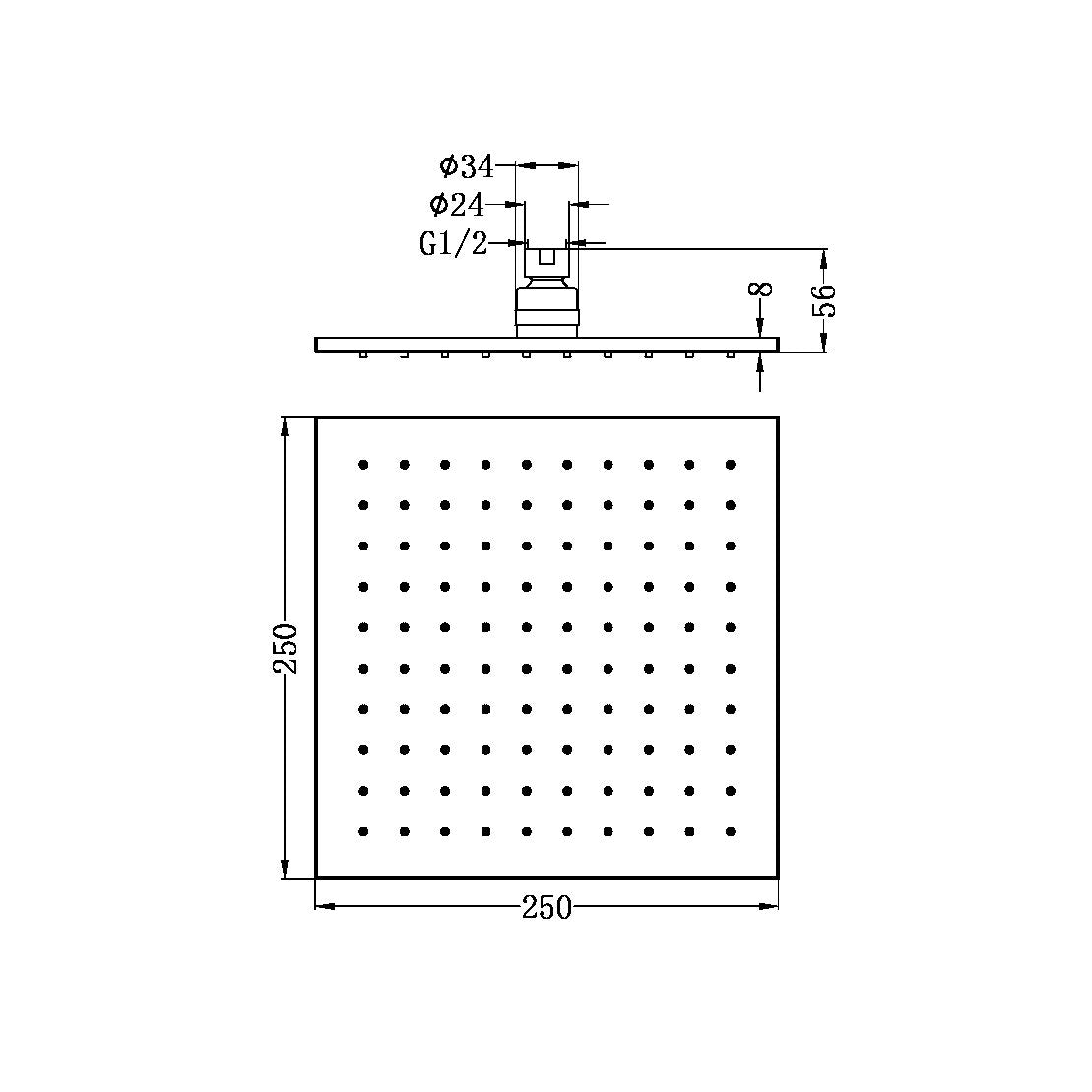 Nero 250mm Square Shower Head Chrome (NRROB1003CH)
