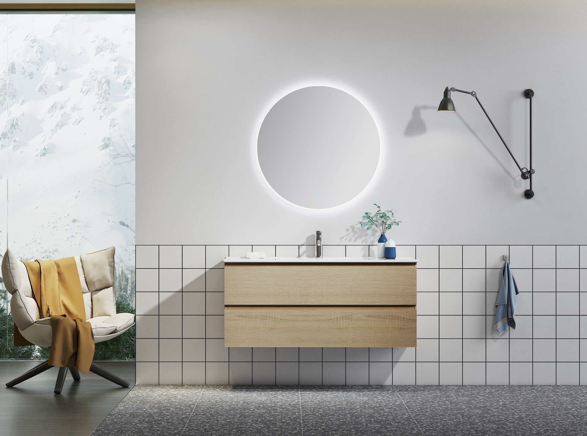 Nora Modena Wall-Hung Vanity North American Oak W1190*D455*H520 (RBV-1008MCLO1200)