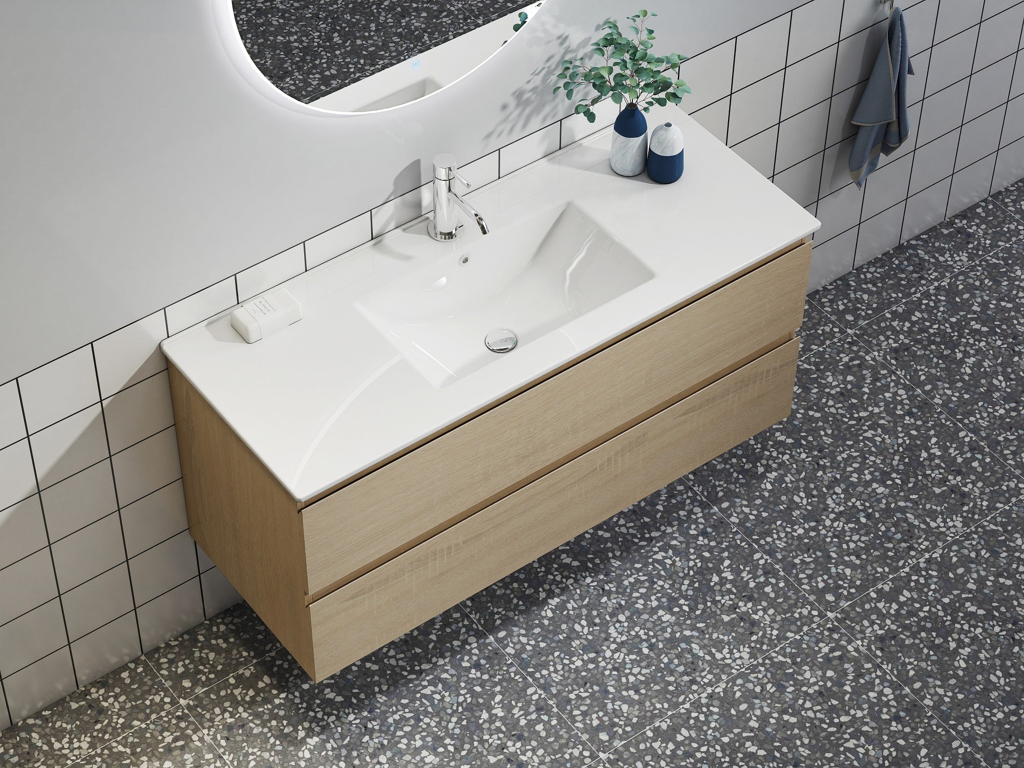 Nora Modena Wall-Hung Vanity North American Oak W1190*D455*H520 (RBV-1008MCLO1200)