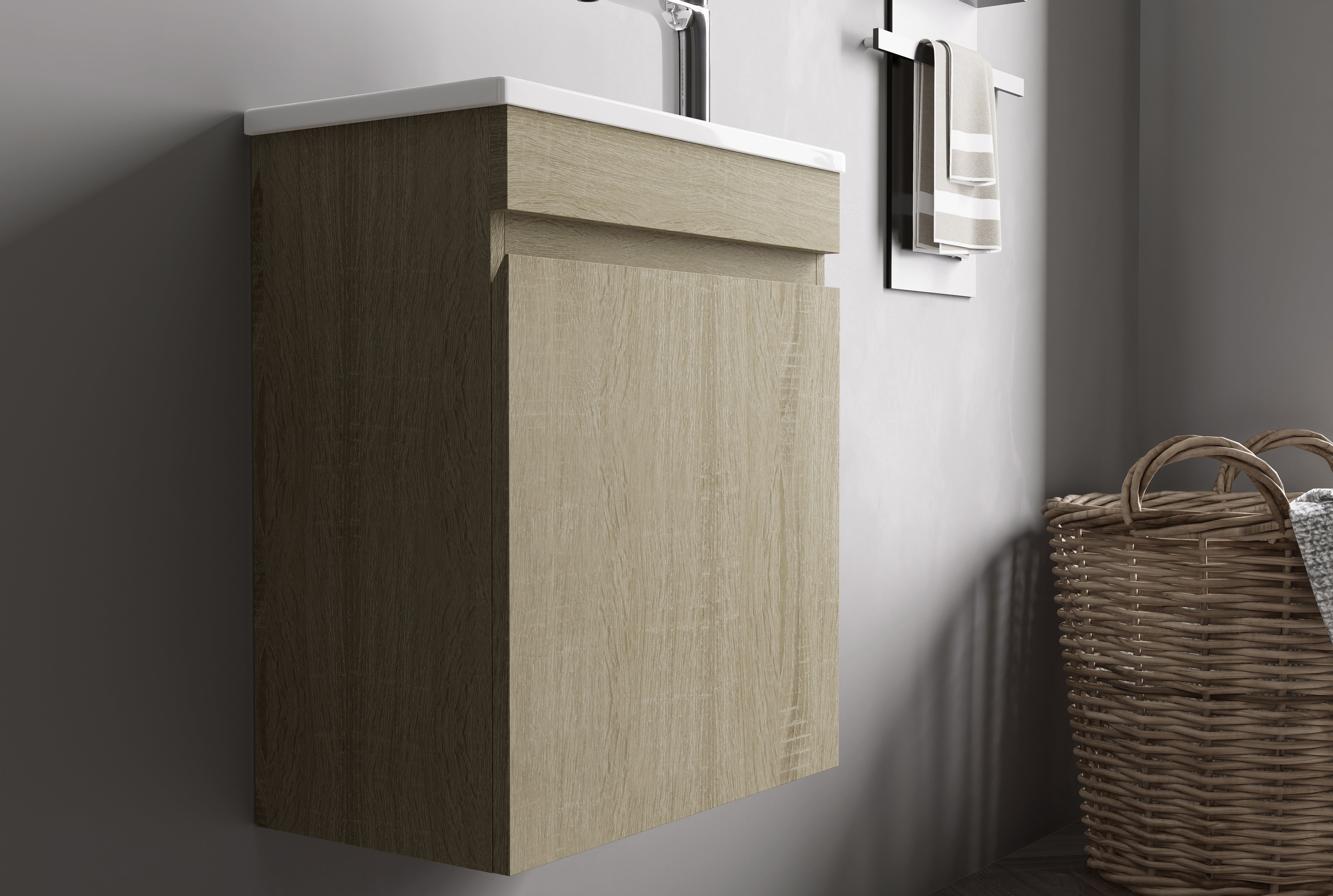 Nora  Modena Wall-Hung Vanity North American Oak W448*D250*H520 (RBV-1008MCLO450)