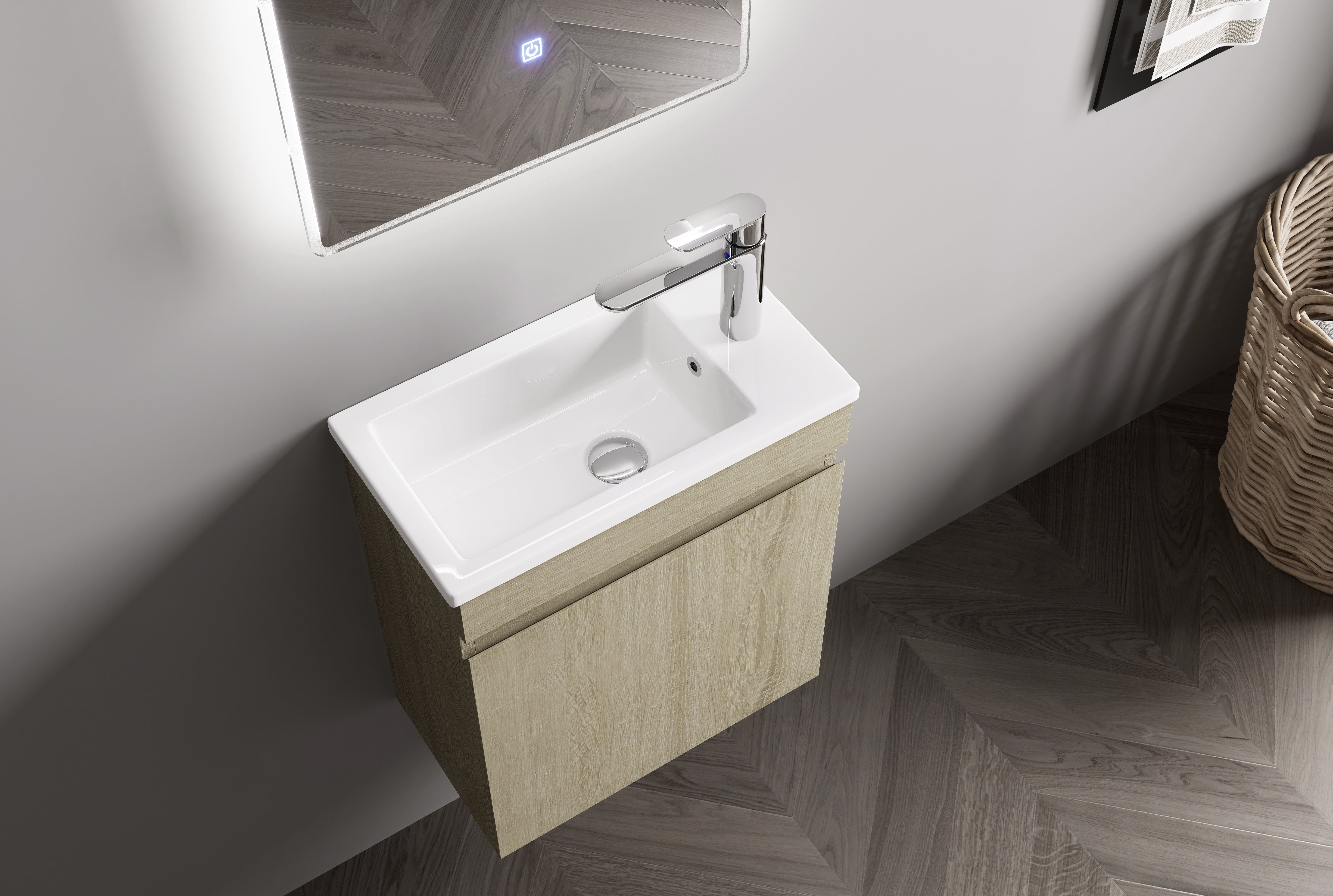 Nora  Modena Wall-Hung Vanity North American Oak W448*D250*H520 (RBV-1008MCLO450)