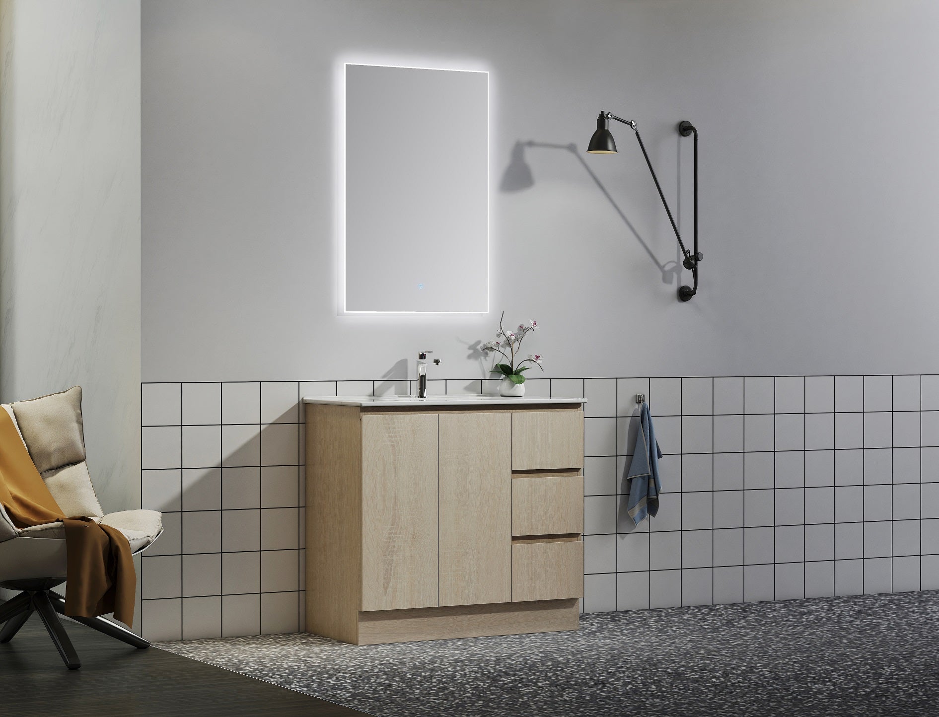 Nora Modena Floor Standing Vanity North American Oak W1190*D455*H820 (RBV-1009MCLO1200)
