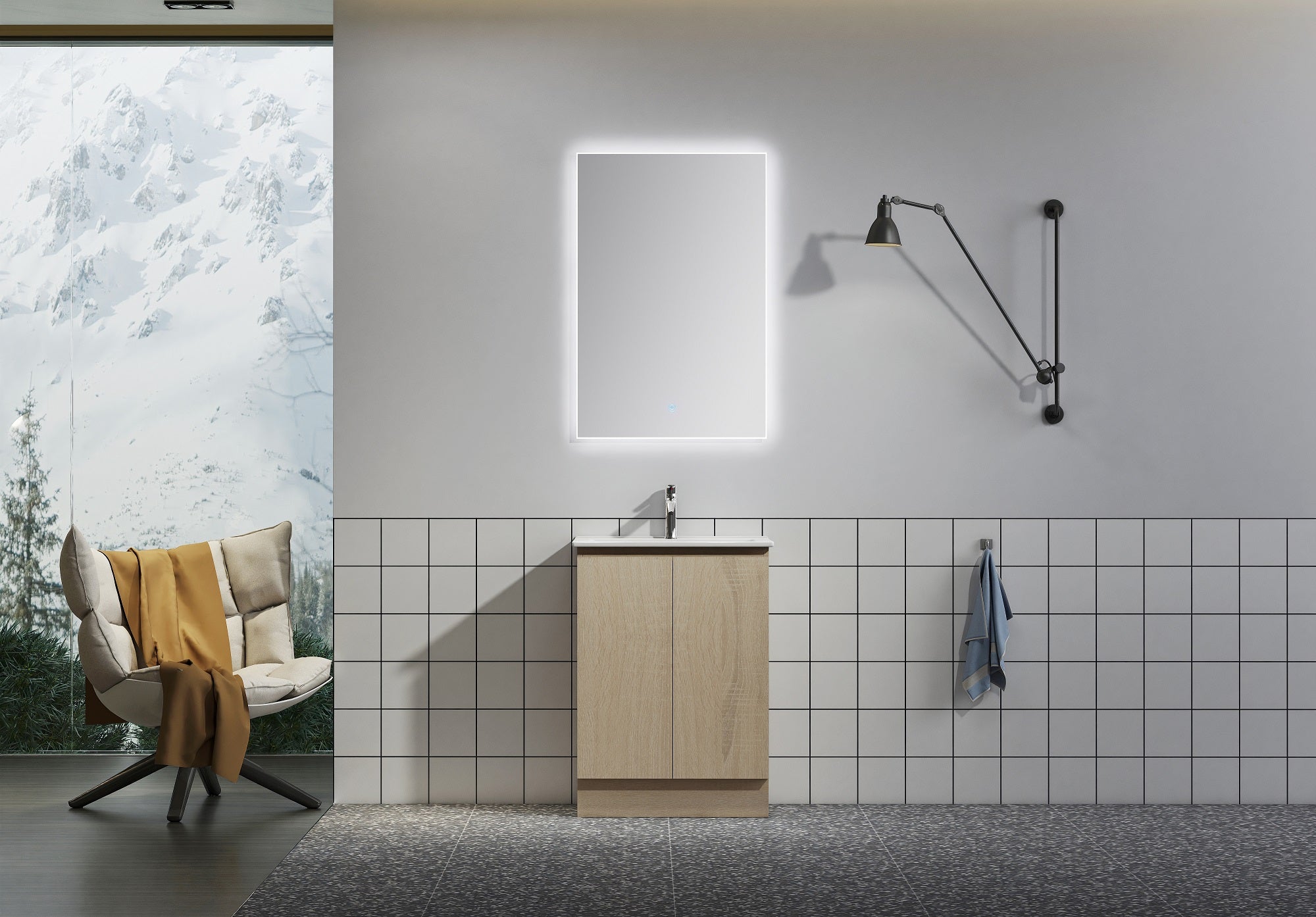 Nora Modena Floor Standing Vanity North American Oak W590*D455*H820 (RBV-1009MCLO600)