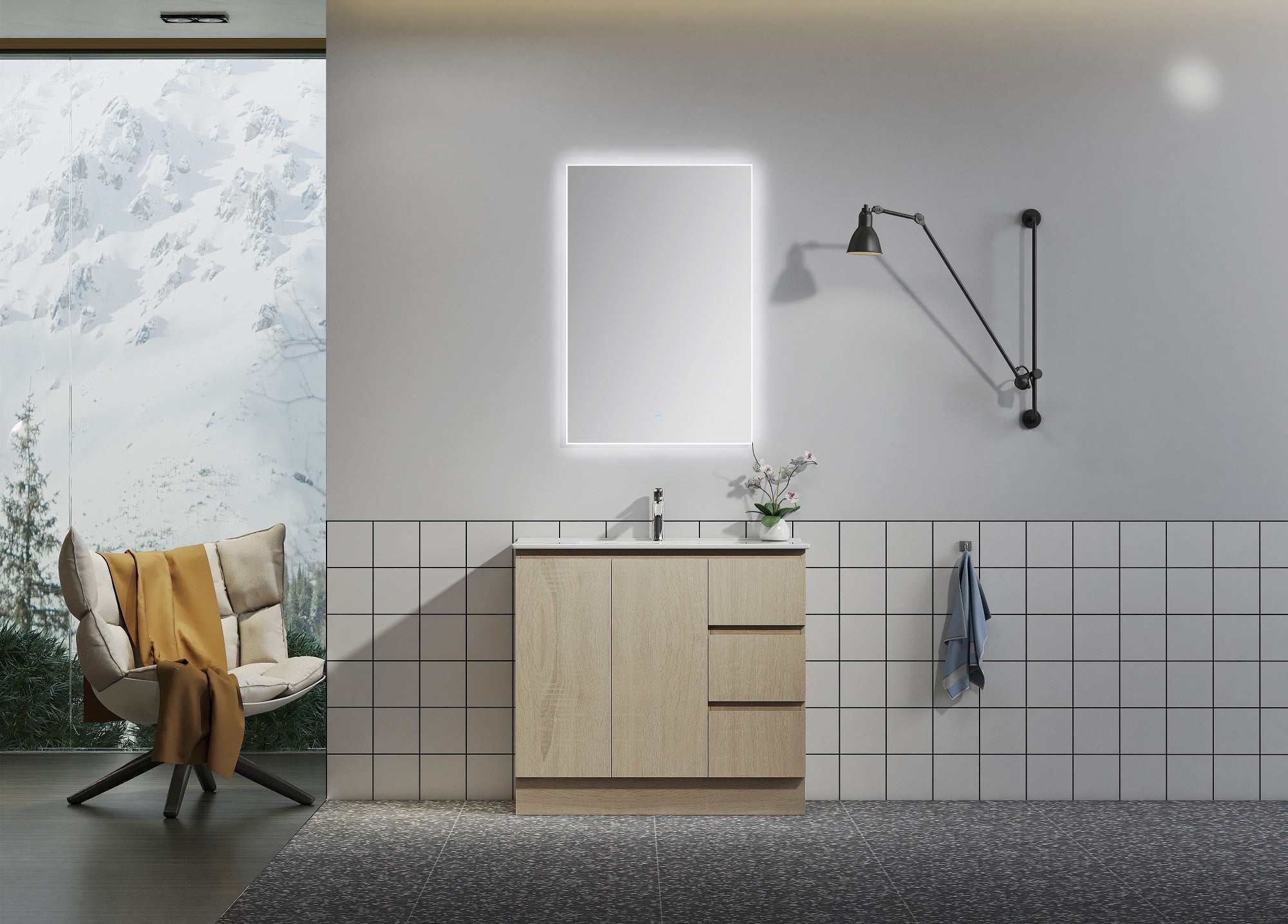 Nora Modena Floor Standing Vanity North American Oak W890*D455*H820 (RBV-1009MCLO900)