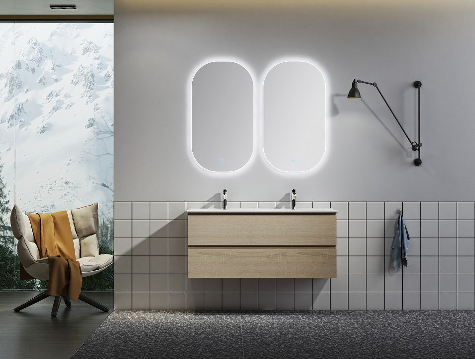 Nora Wall-Hung Vanity, Double, North American Oak, W1190*D455*H520 (RBV-1014MCLO1200D) CABINET ONLY