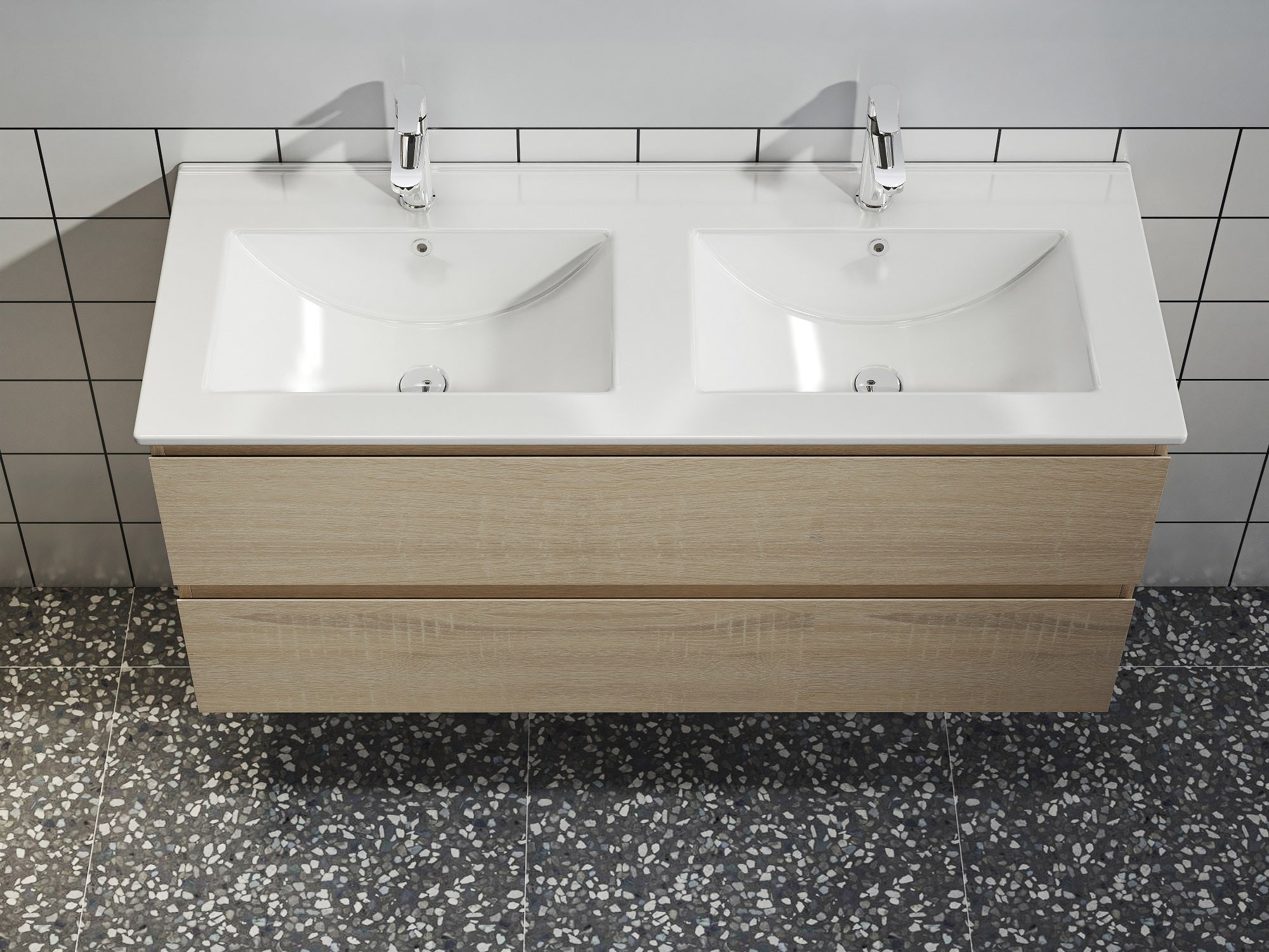 Nora Wall-Hung Vanity, Double, North American Oak, W1190*D455*H520 (RBV-1014MCLO1200D) CABINET ONLY