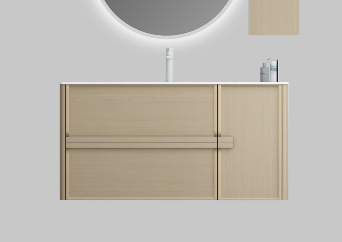 Nora Rimini Wall-Hung Vanity Log Walnut W1190*D455*H520 (RBV-1688MCLWN1200) CABINET ONLY