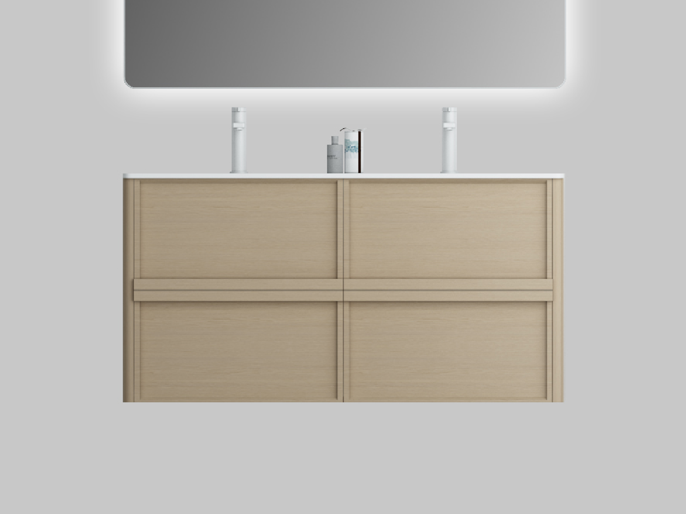 Nora Rimini Wall-Hung Vanity, Double, Log Walnut, W1190*D455*H520mm (RBV-1688MCLWN1200D) CABINET ONLY