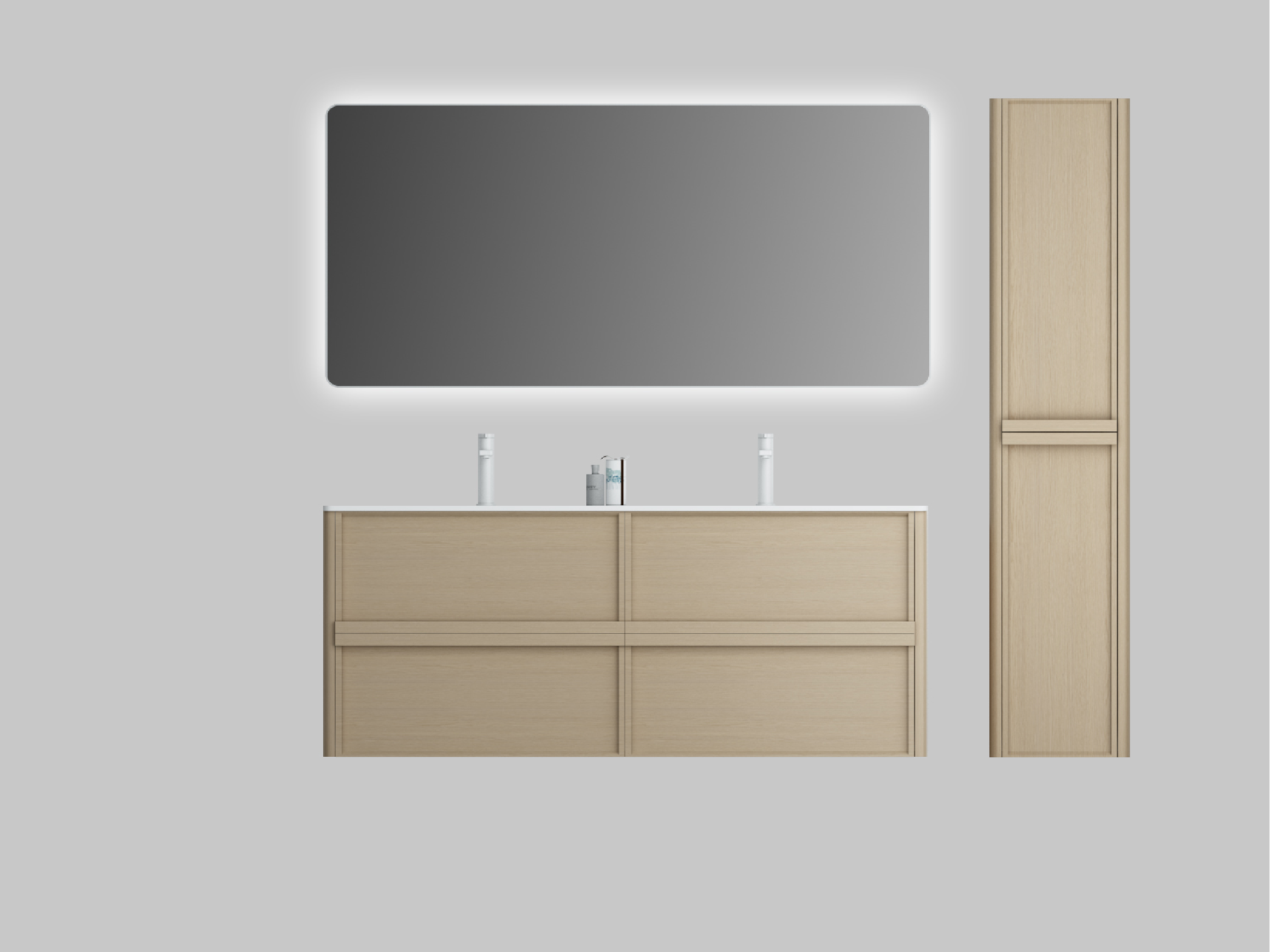 Nora Rimini Double Wall-Hung Vanity Log Walnut W1490*D455*H520 (RBV-1688MCLWN1500D) CABINET ONLY