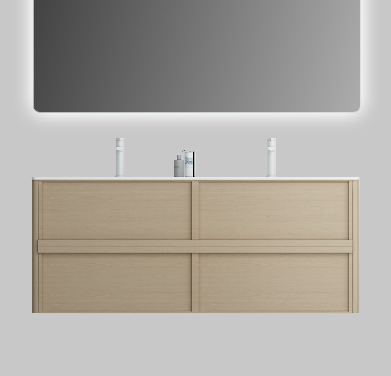 Nora Rimini Double Wall-Hung Vanity Log Walnut W1490*D455*H520 (RBV-1688MCLWN1500D) CABINET ONLY