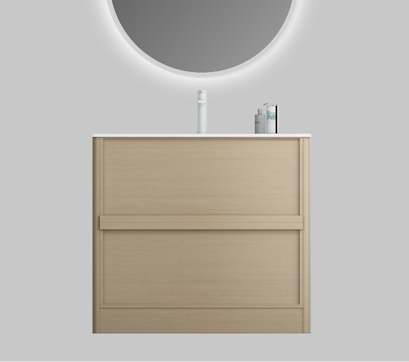 Nora Rimini Floor Standing Vanity, Log Walnut, W890*D455*H837 (RBV-1689MCLWN900) CABINET ONLY