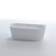 Nora Venezia Quadro Back to Wall Free Standing Bath with overflow 1500 - Fine Fluted Exterior (RN5200-1500)