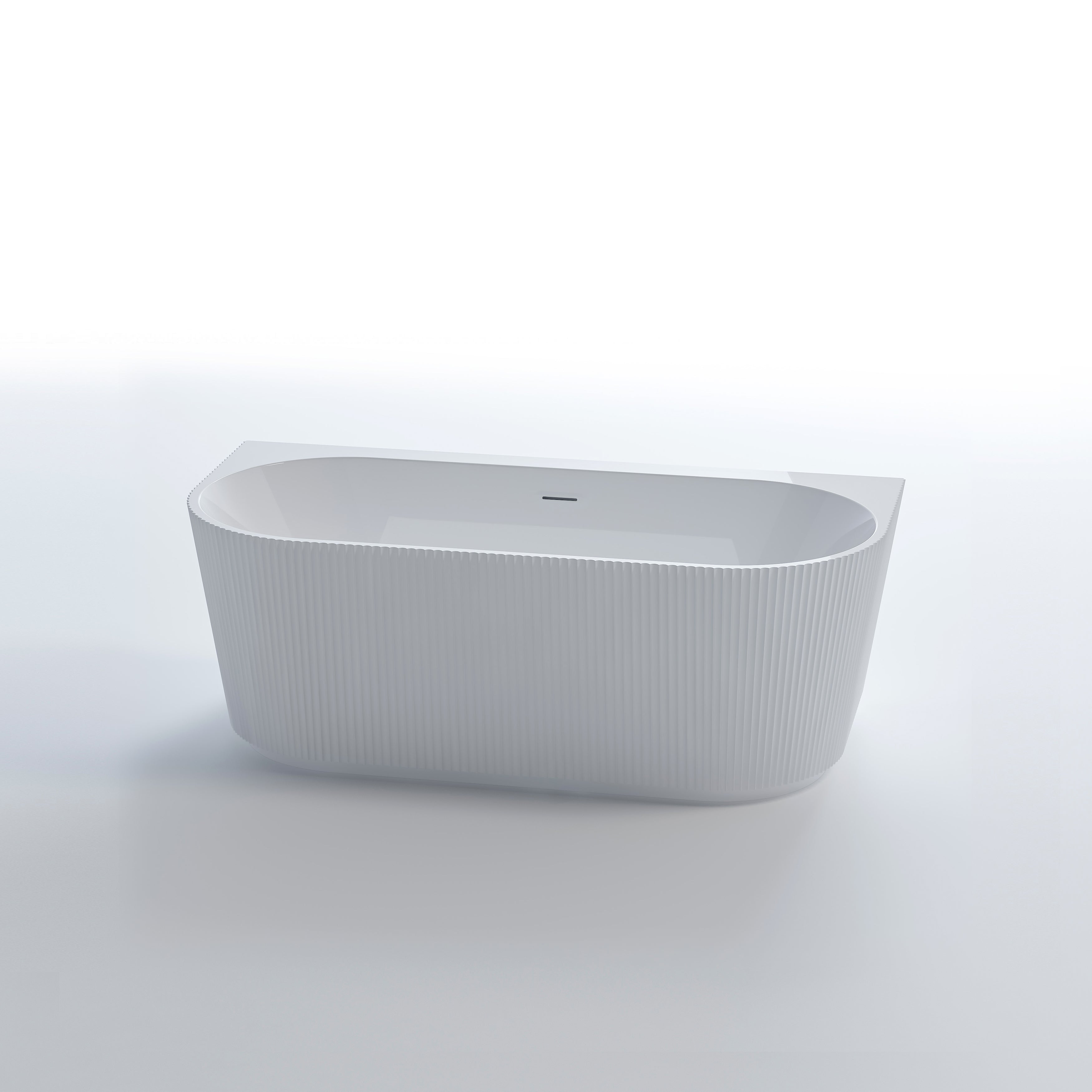 Nora Venezia Quadro Back to Wall Free Standing Bath with overflow 1500 - Fine Fluted Exterior (RN5200-1500)
