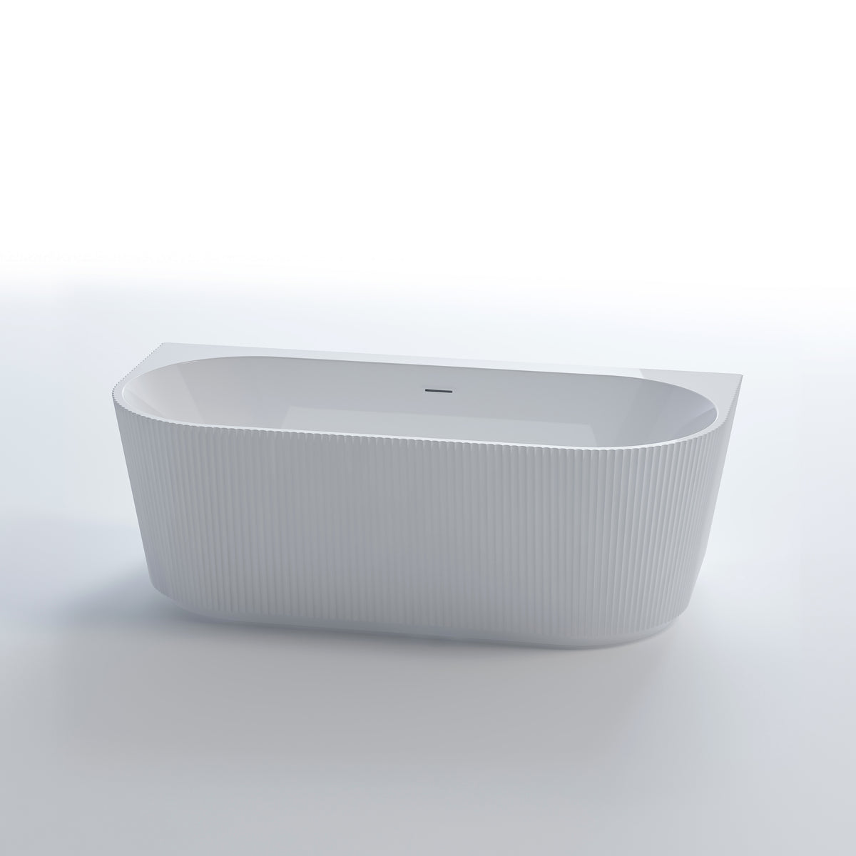 Nora Venezia Quadro Back to Wall Free Standing Bath with overflow 1700 - Fine Fluted Exterior (RN5200-1700)