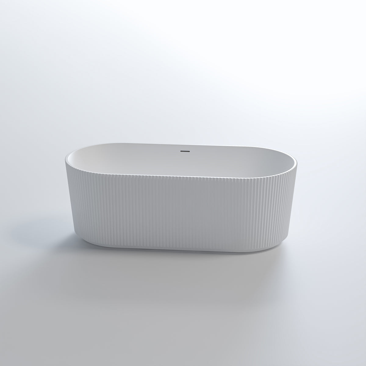Nora Firenze Oval Free Standing Bath with overflow 1700, Matt White Finish- Fine Fluted Exterior (RN5120-1700MW)