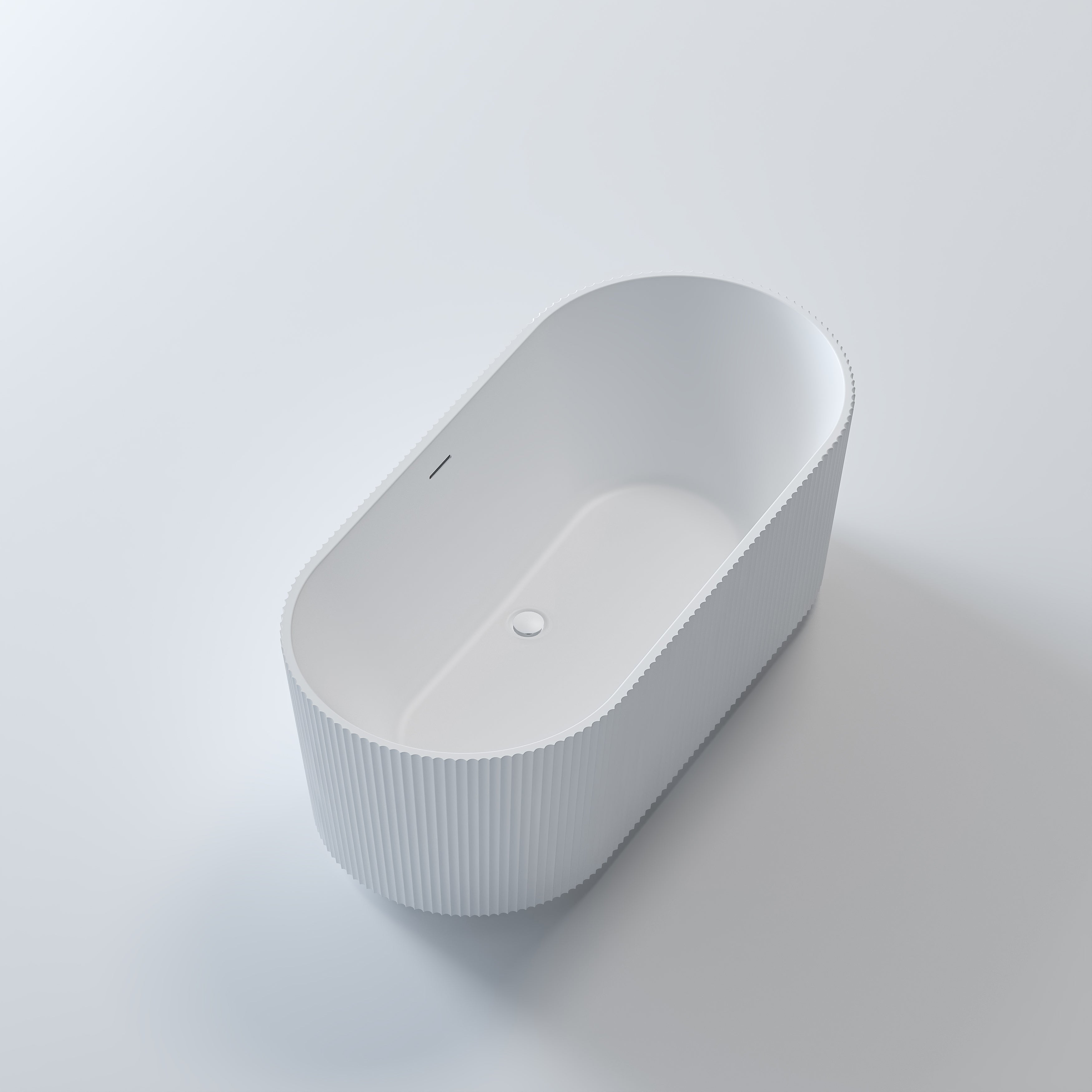 Nora Firenze Oval Free Standing Bath with overflow 1700, Matt White Finish- Fine Fluted Exterior (RN5120-1700MW)