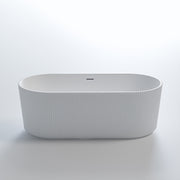 Nora Firenze Oval Free Standing Bath with overflow 1700, Matt White Finish- Fine Fluted Exterior (RN5120-1700MW)