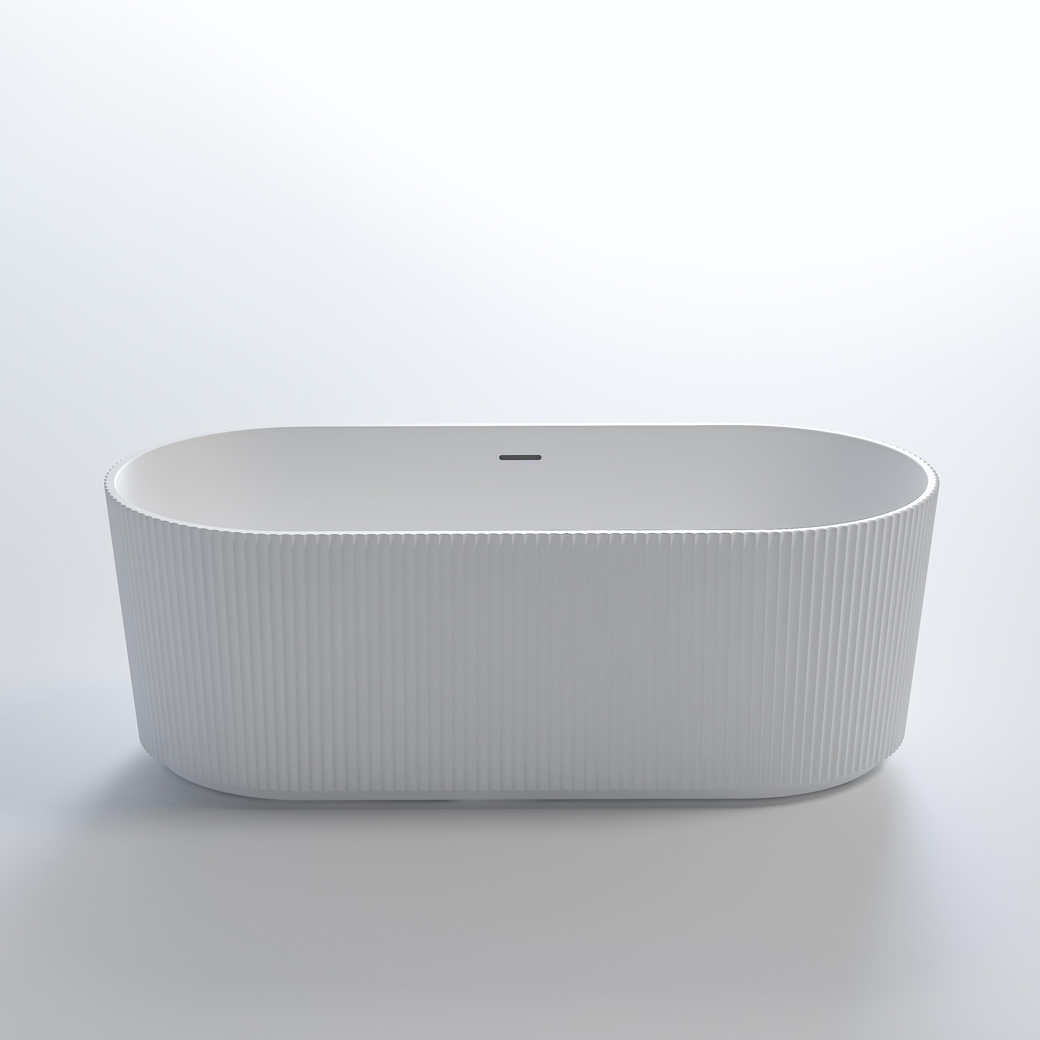 Nora Firenze Oval Free Standing Bath with overflow 1700, Matt White Finish- Fine Fluted Exterior (RN5120-1700MW)