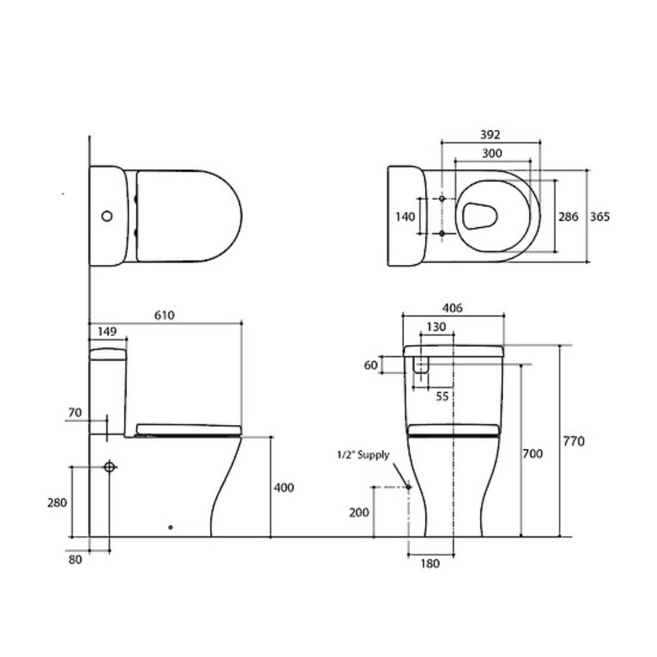 Kohler Reach II Back to Wall Toilet Suite - Rear Entry or Side Inlet