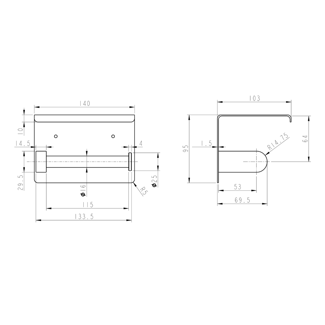 Nora Verona Toilet Roll Holder Electro-plated Brushed Nickel with Shelf, 304 Stainless Steel (SRTPC01BN)