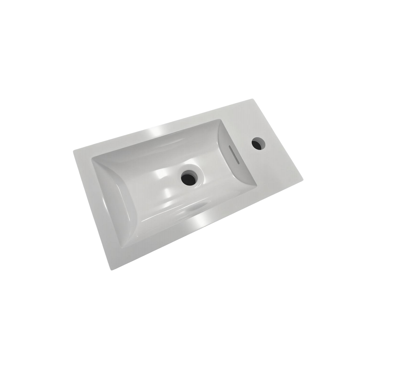 Nora Bianca Solid Surface Vanity Top with Overflow Gloss White 460mm (SS-GW460)