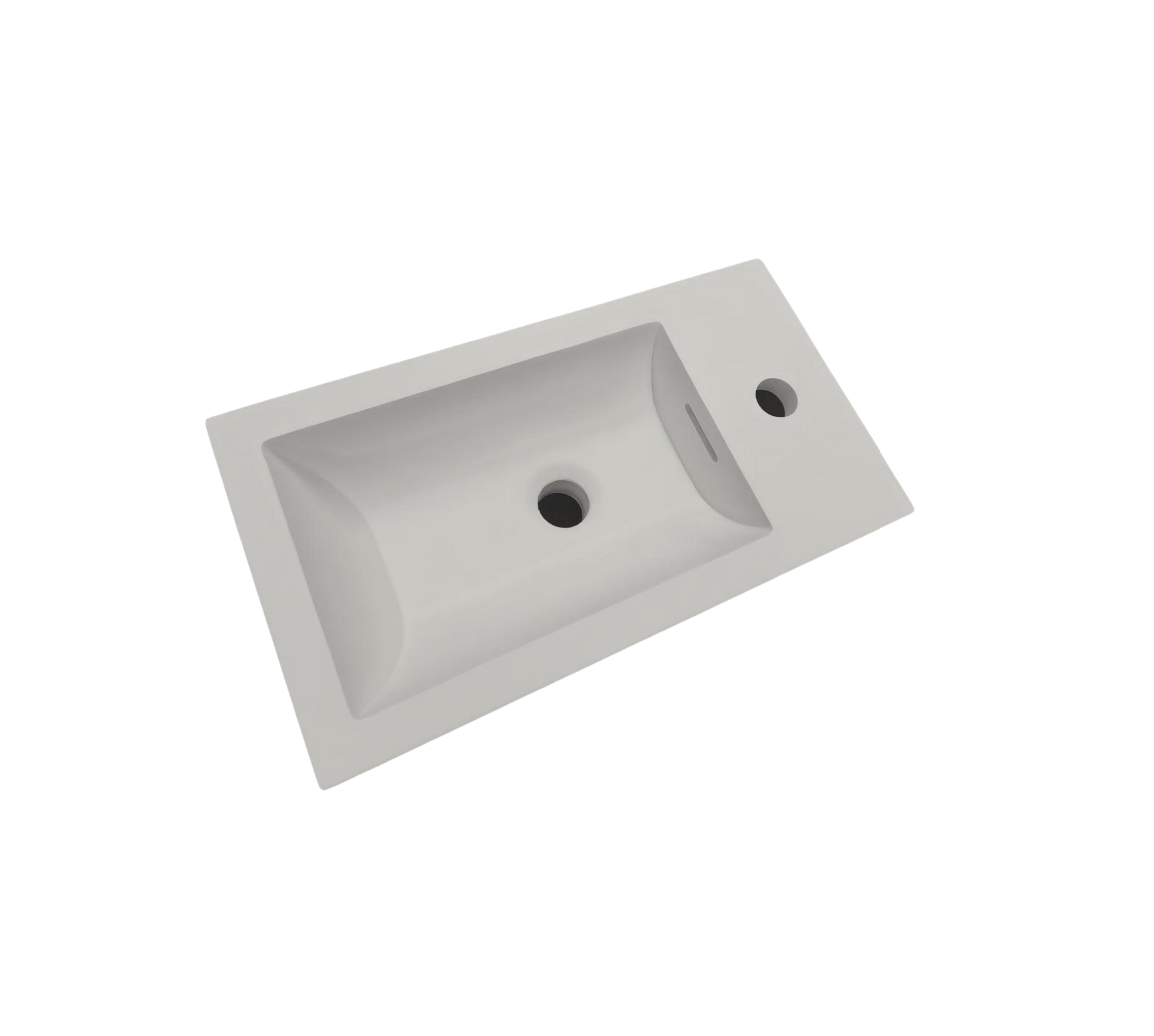 Nora Bianca Solid Surface Vanity Top with Overflow Matt White White 460mm (SS-MW460)