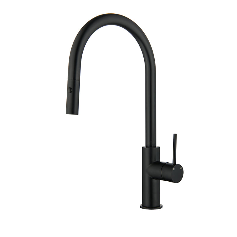 Nora Modena Pull-out Kitchen Mixer with Spray Electro-plated Matt Black 304 Stainless Steel (SSPKM06BK)