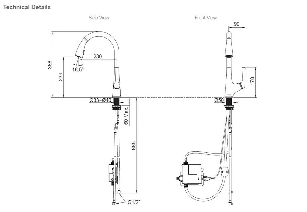 Kohler Malleco Touchless Kitchen Mixer With AC Power Adaptor