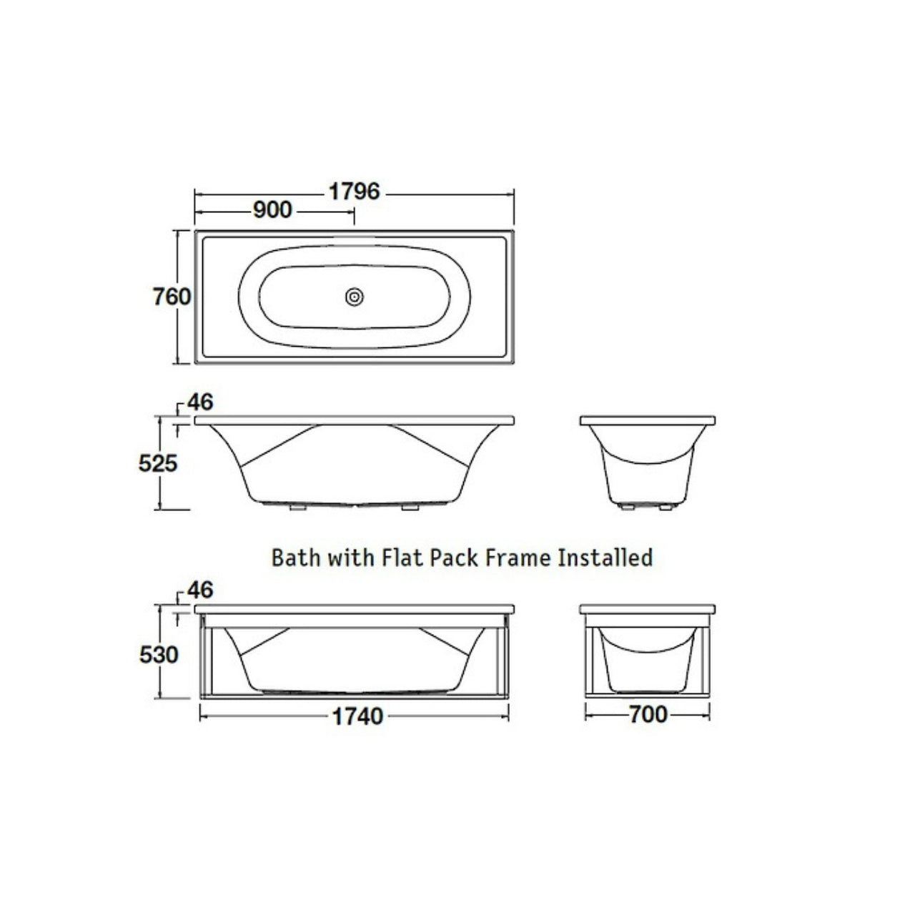 Englefield Sorrento II Rectangular Bath 1520 x 760mm (1076A-0)