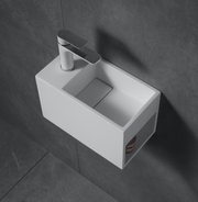 Nora Venezia Solid Surface Wall-Hung Basin With Open Shelf Right Hand Matt White (WA29R)