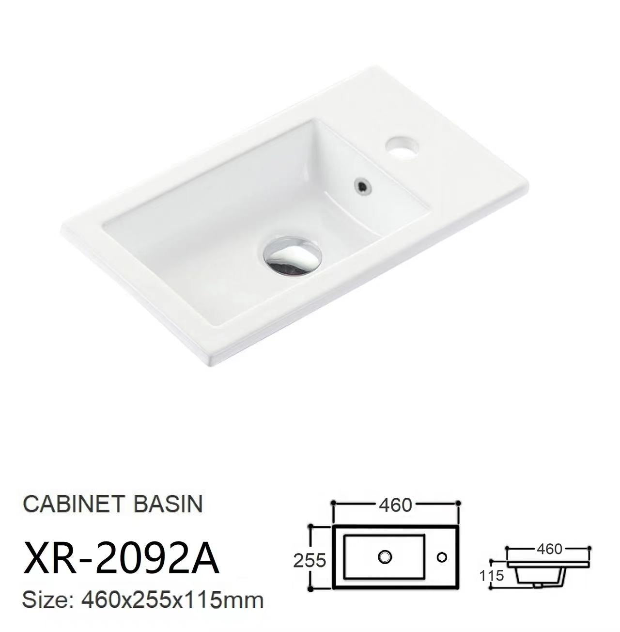 Nora Rettangolo Ceramic Vanity Top with Round Overflow 450mm (XR-2092A)