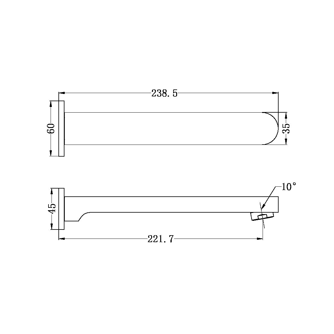 Nero Ecco Fixed Bath Spout Only Brushed Nickel (NR301303BN)