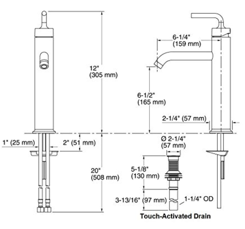Kohler Purist Tall Basin Mixer in Chrome (14404A-4AND-CP)
