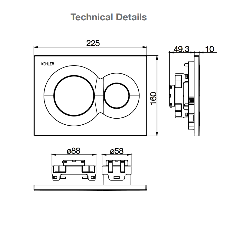 Kohler Lynk Pneumatic Face Plate in Chrome (75890T-PNE-CP)