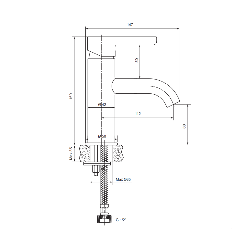 Englefield Studio Gooseneck Basin Mixer-Pin Lever Chrome (25922A-4-CP)