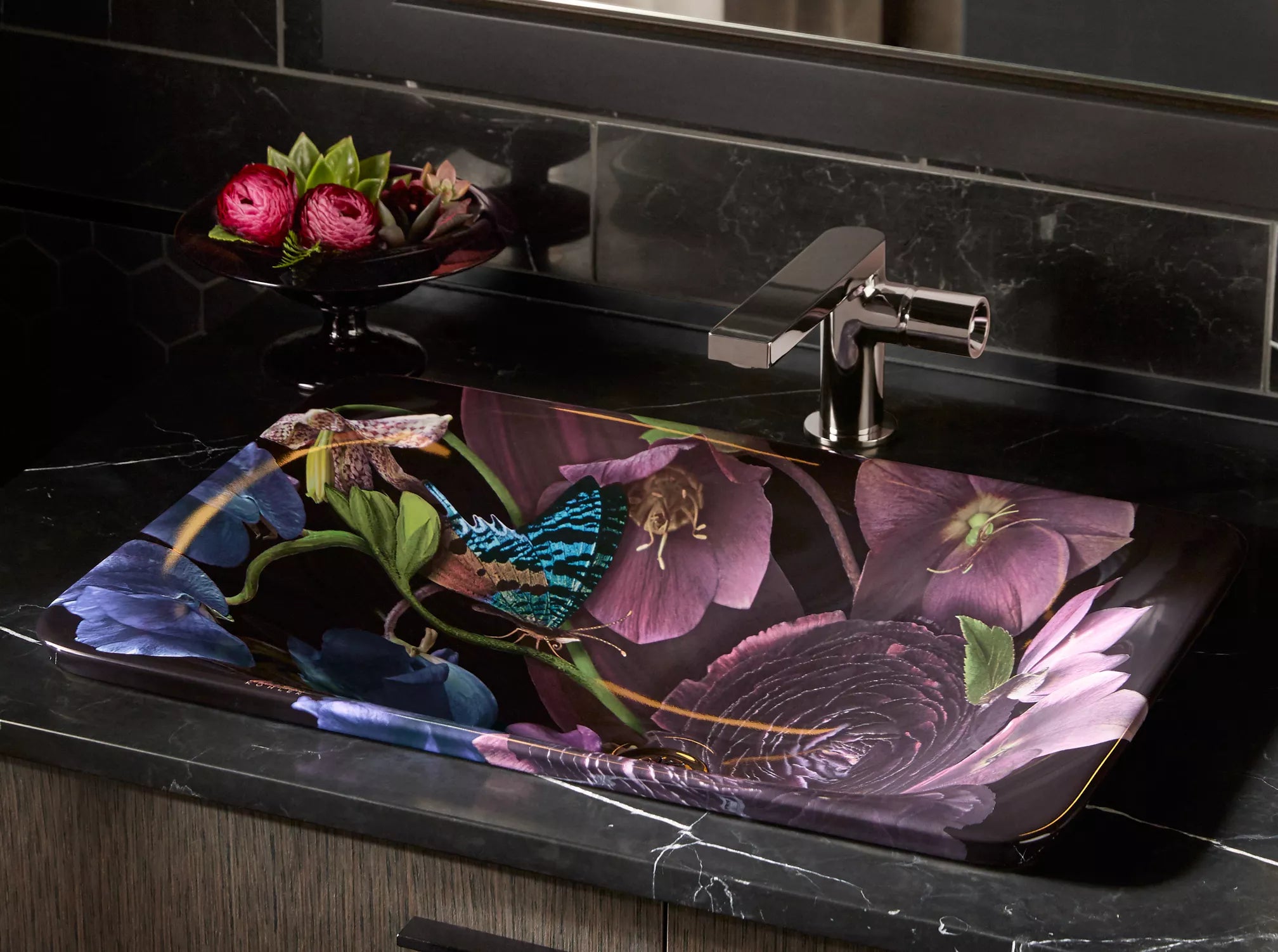 Kohler Dutchmaster Rectangular Vessel Basin Midnight Floral (30334-DM2-0)